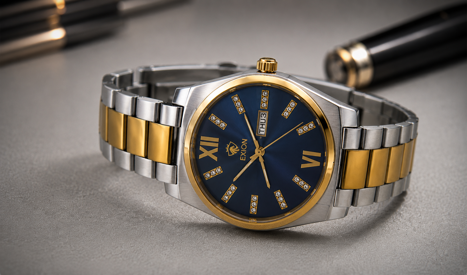 EXION DYNASTY watch in gold and blue